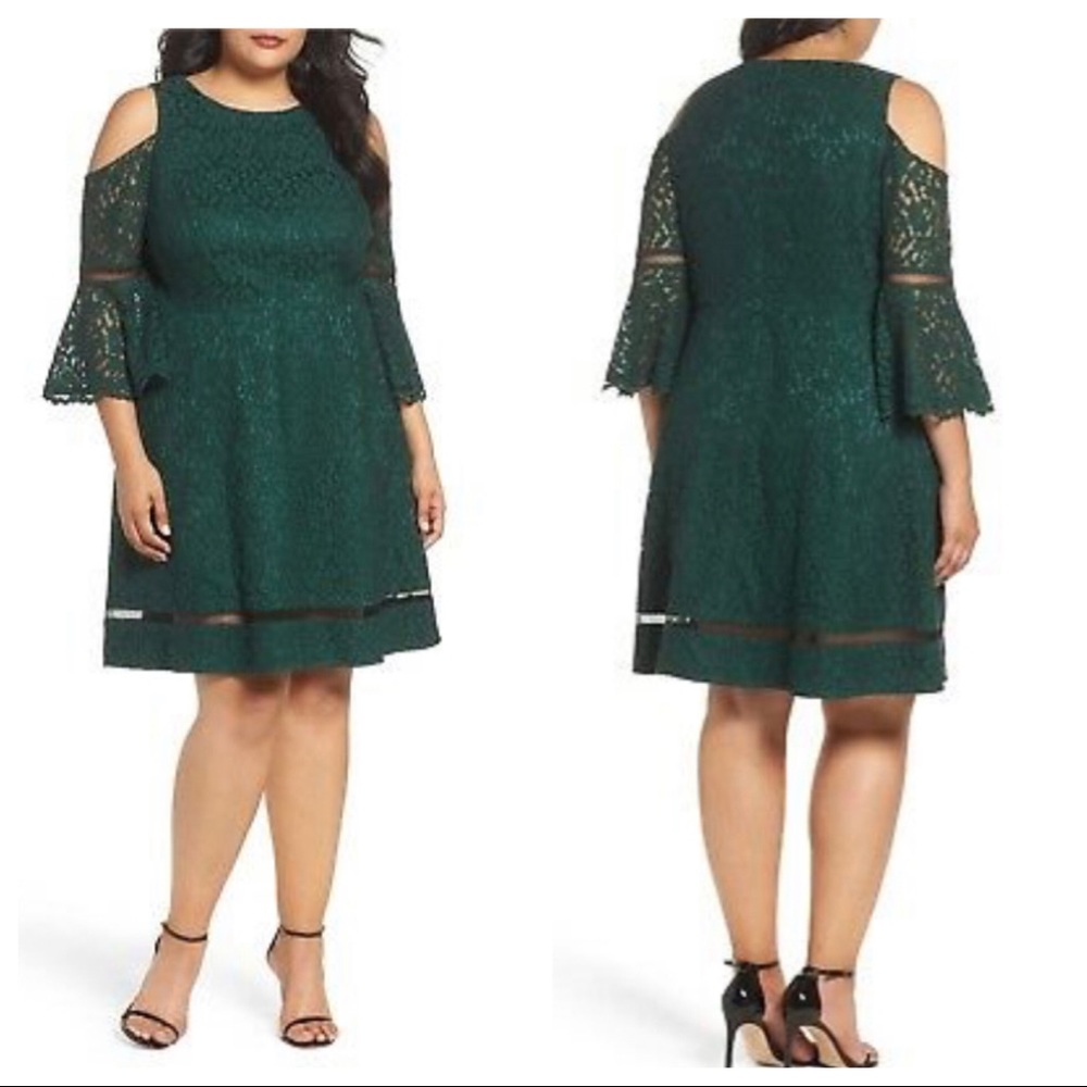Eliza J Elegant Emerald Green Lace Dress- Plus Size 16W- EUC, worn once
